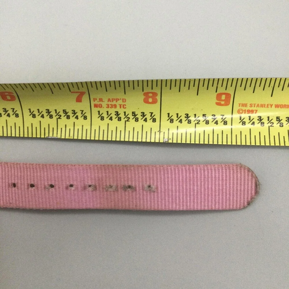 TOKYObay Womens Watch 32mm Pink Dial Nylon CRACKED CRYSTAL New Battery
